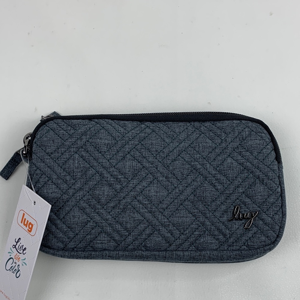 Lug Coupe XL Heather Charcoal gray Quilted Wallet crossbody bag Floral lined NWT